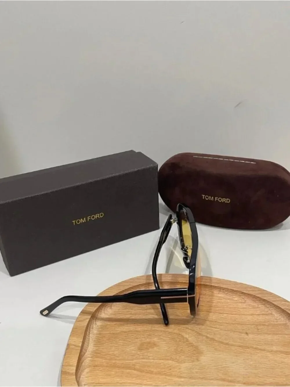 Tom Ford Black Frame Sunglasses with Yellow Lenses